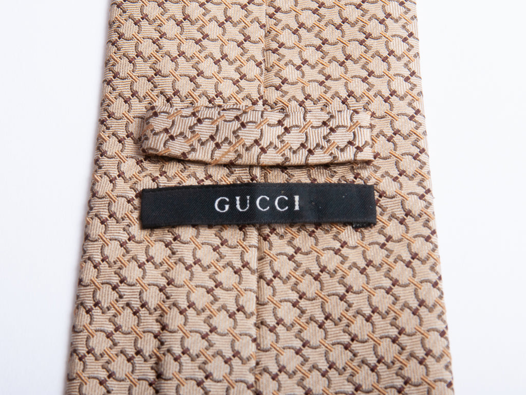 Gucci Light Brown Horsebit Patterned Tie
