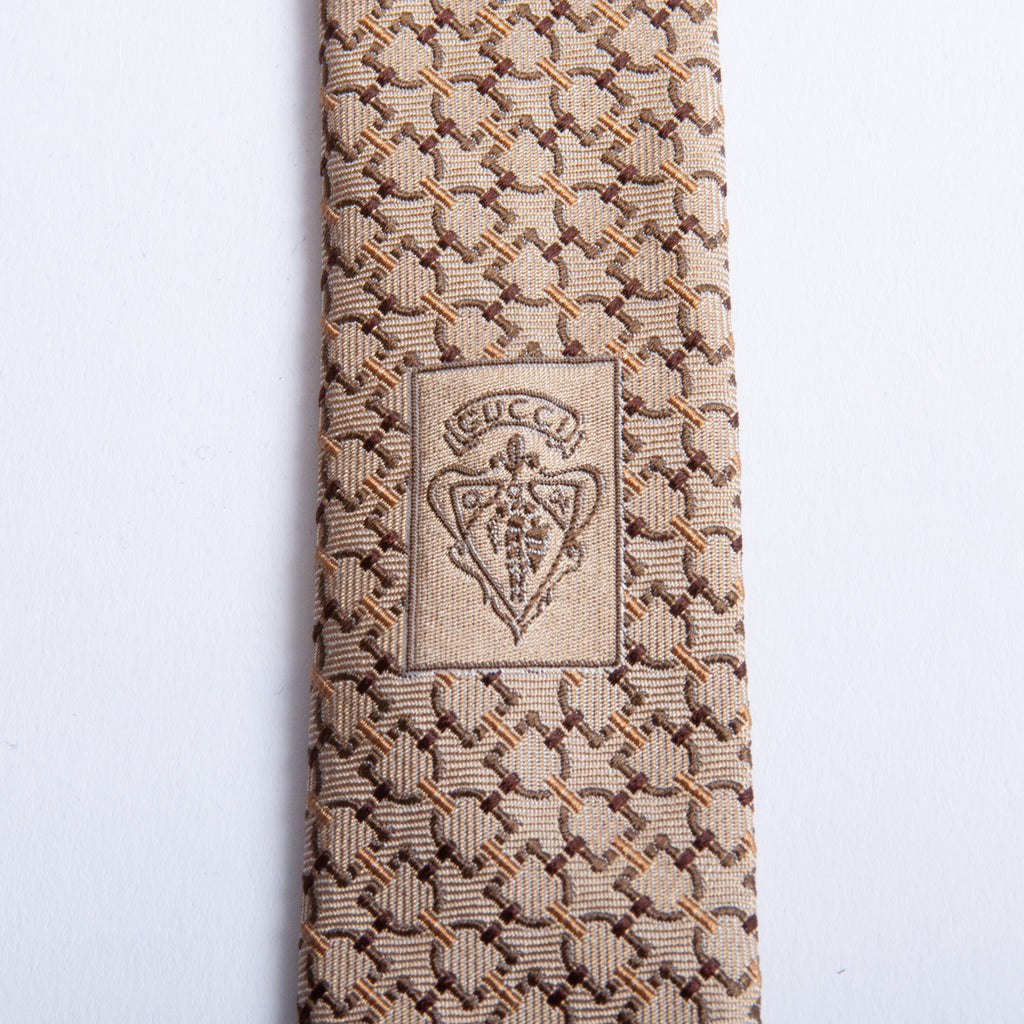 Gucci Light Brown Horsebit Patterned Tie