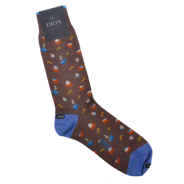 Dion Brown Coffee Print Socks