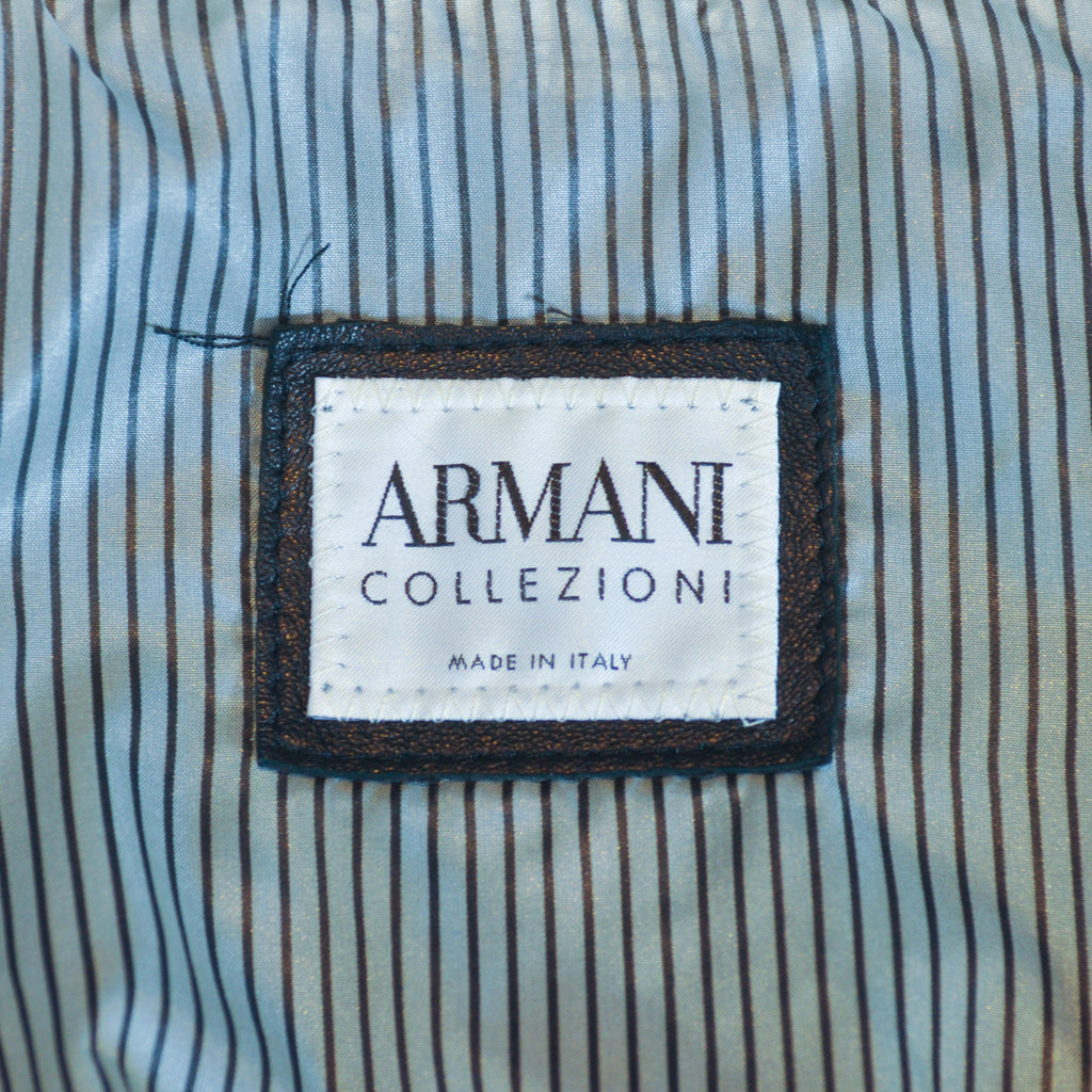 Armani Collezioni Black Lambskin Nappa Leather Motorcycle Jacket