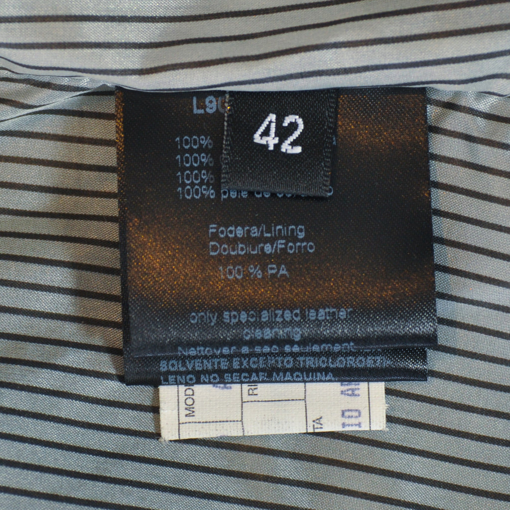 Armani Collezioni Black Lambskin Nappa Leather Motorcycle Jacket