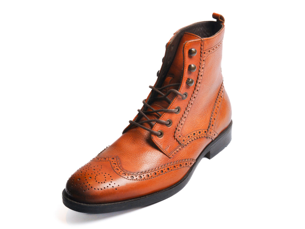 Testoni Brown Leather Wingtip Boots