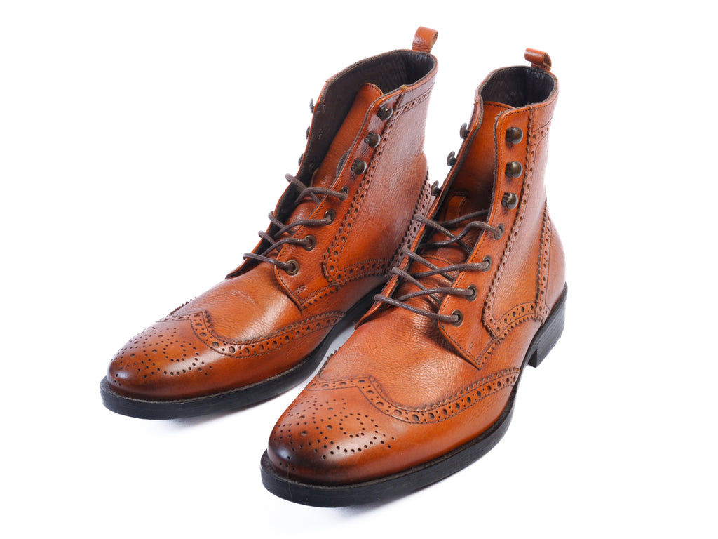 Testoni Brown Leather Wingtip Boots
