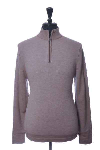 Neiman Marcus Light Brown Quarter Zip Sweater