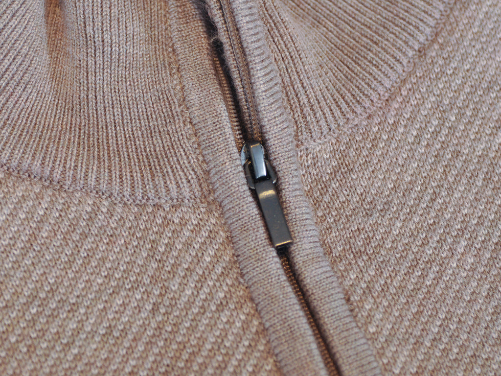 Neiman Marcus Light Brown Quarter Zip Sweater