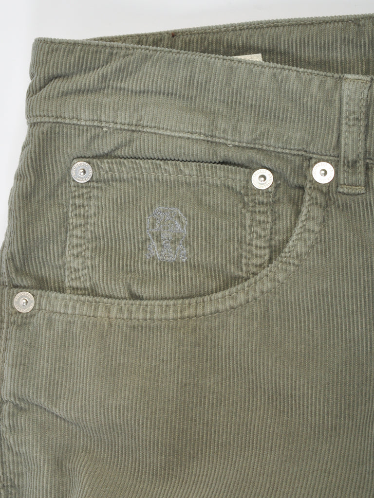 Brunello Cucinelli Sage Green Italian Fit Corduroy Pants