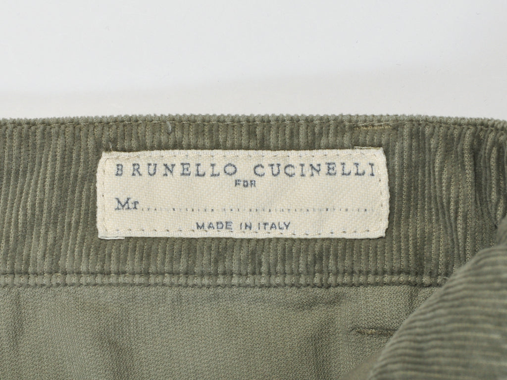 Brunello Cucinelli Sage Green Italian Fit Corduroy Pants