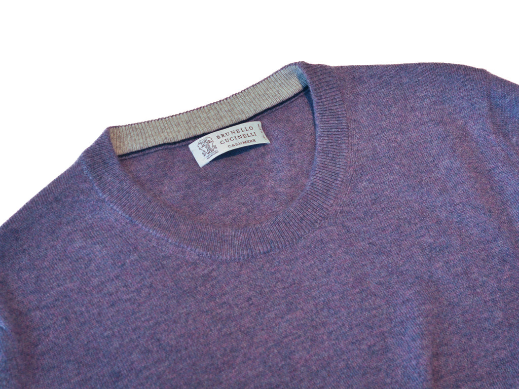 Brunello Cucinelli Purple Cashmere Crew Neck Sweater