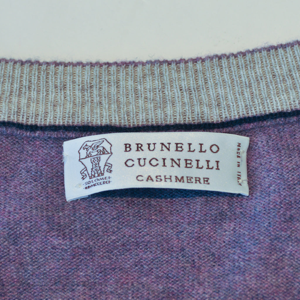 Brunello Cucinelli Purple Cashmere Crew Neck Sweater