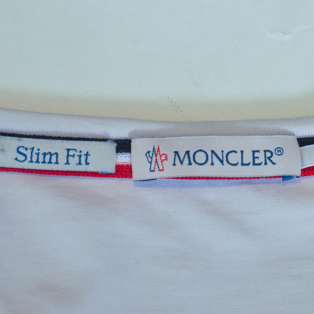 Moncler White Slim Fit Maglia Scollo V-Neck T-Shirt