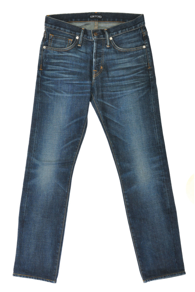 Tom Ford Blue Slim Fit Button Fly Jeans