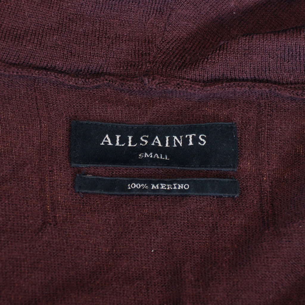 AllSaints Brown Mode Merino Full Zip Knit Hoodie
