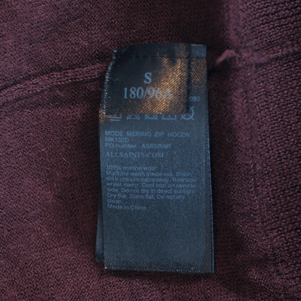 AllSaints Brown Mode Merino Full Zip Knit Hoodie