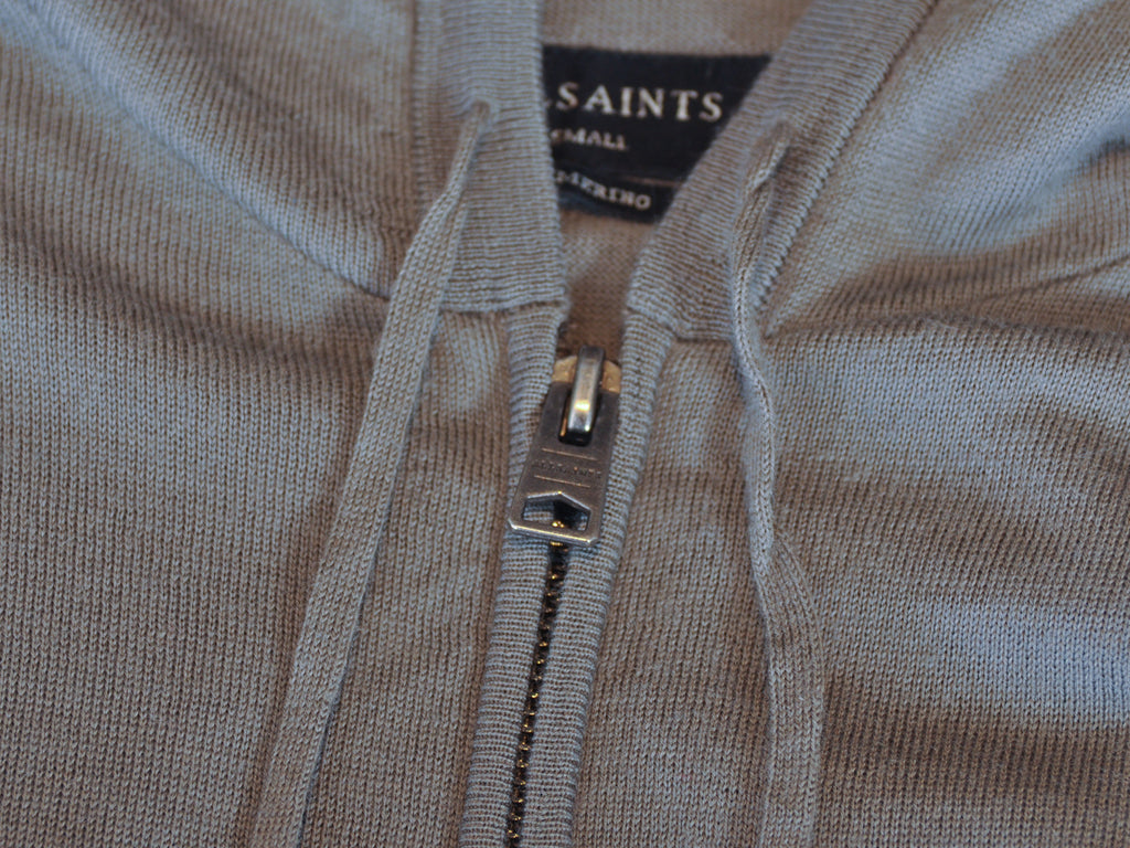 AllSaints Dark Grey Mode Merino Full Zip Knit Hoodie