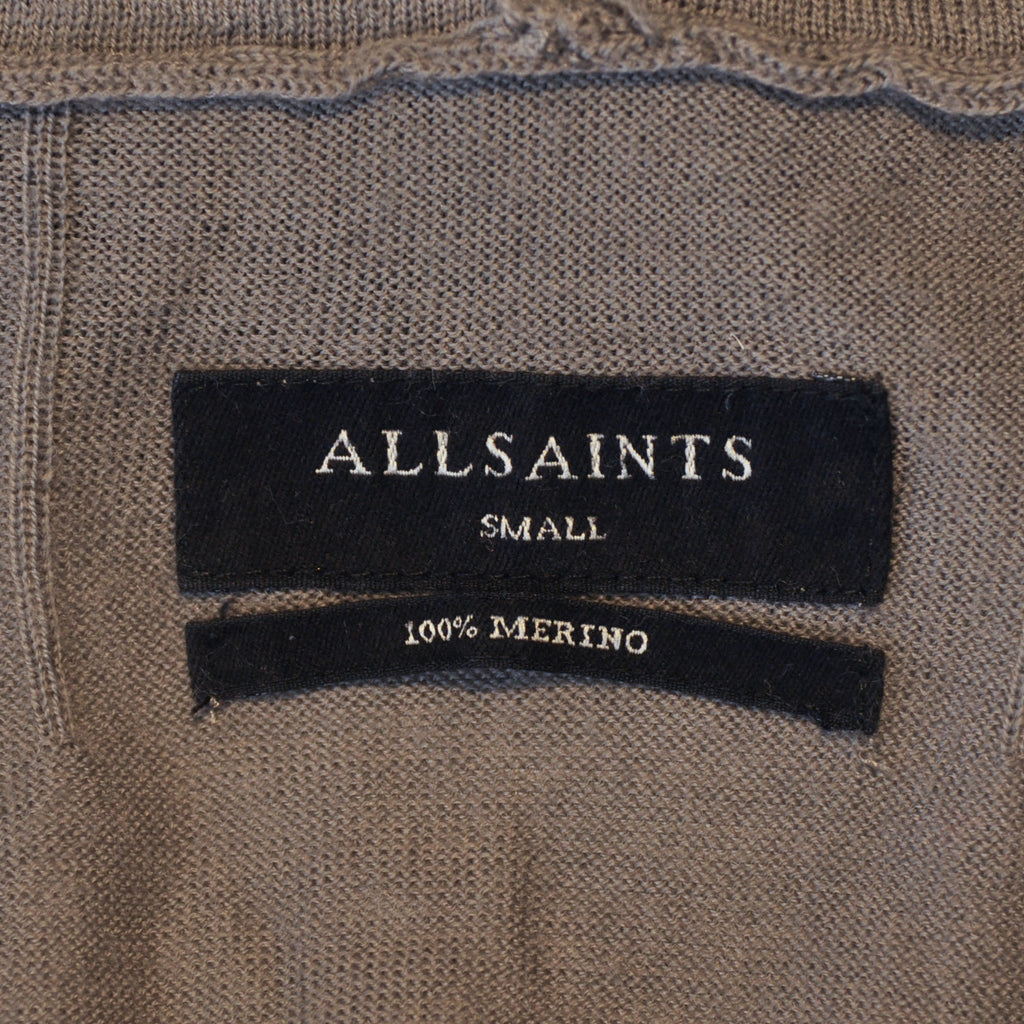 AllSaints Dark Grey Mode Merino Full Zip Knit Hoodie