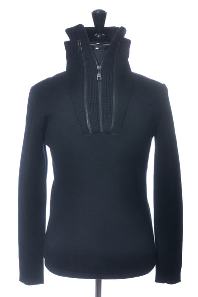 Salvatore Ferragamo Black Zip Neck Sweater