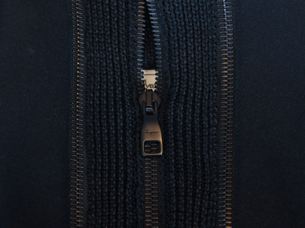 Salvatore Ferragamo Black Zip Neck Sweater