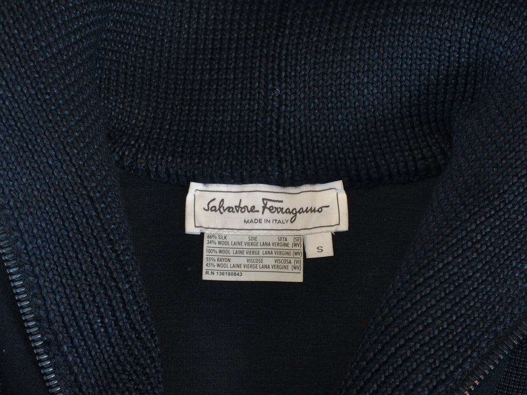 Salvatore Ferragamo Black Zip Neck Sweater