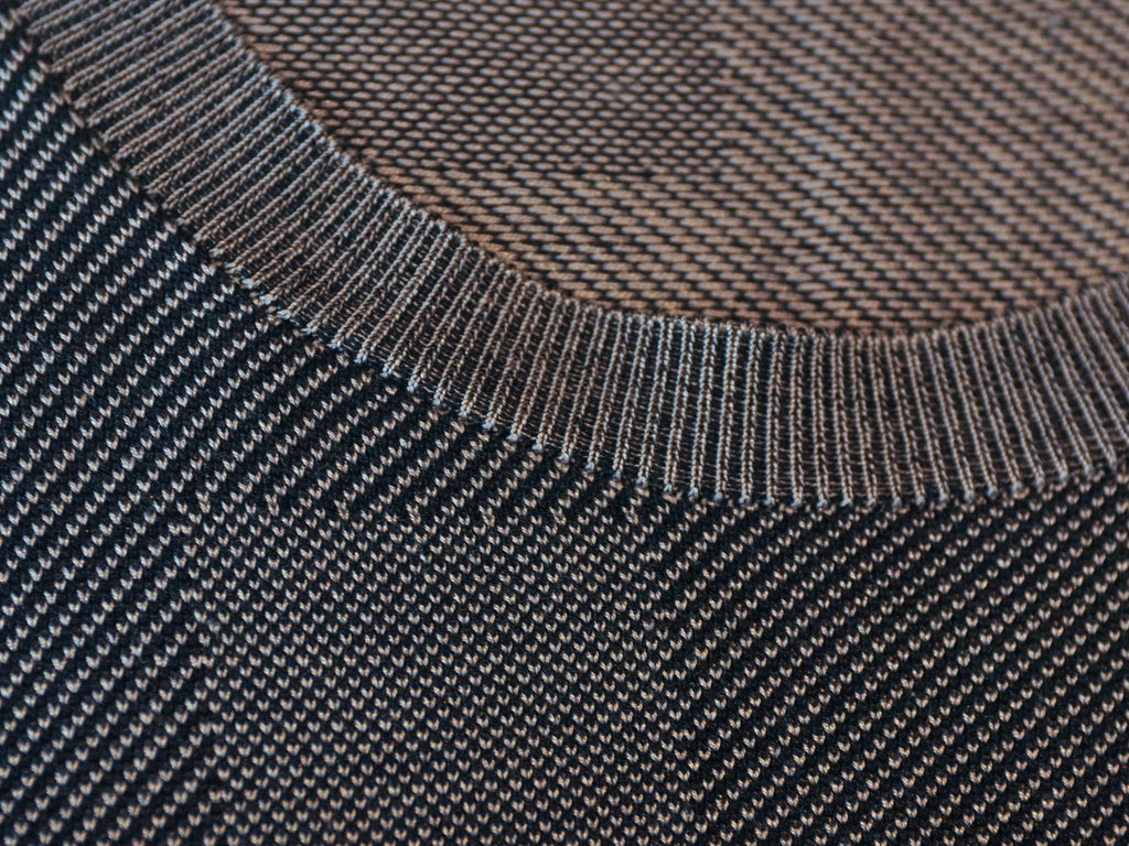 Burberry Grey Noval Check Silk Crew Neck Sweater