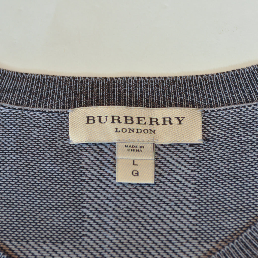 Burberry Grey Noval Check Silk Crew Neck Sweater