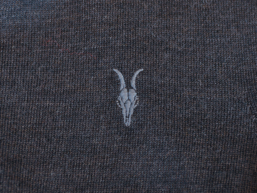 AllSaints Dark Grey Mode Merino Full Zip Knit Hoodie