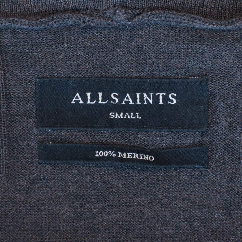AllSaints Dark Grey Mode Merino Full Zip Knit Hoodie