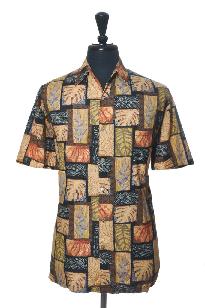 Tori Richard Vintage Palm Print Cotton Lawn Short Sleeve Shirt