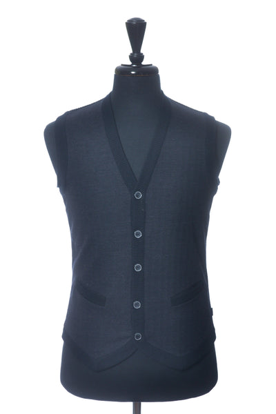 Van Gils Zorla Charcoal on Navy Herringbone Knit Vest
