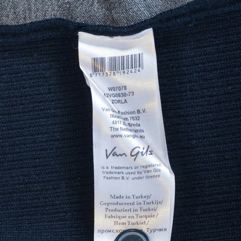 Van Gils Zorla Charcoal on Navy Herringbone Knit Vest