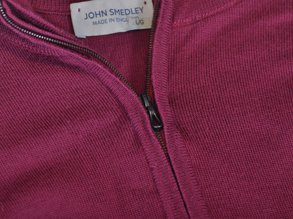 John Smedley Potion Purple Quarter Zip Sweater