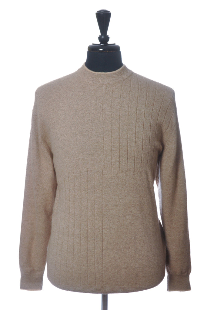 Gobi Brown Jacquard Cashmere Crew Neck Sweater