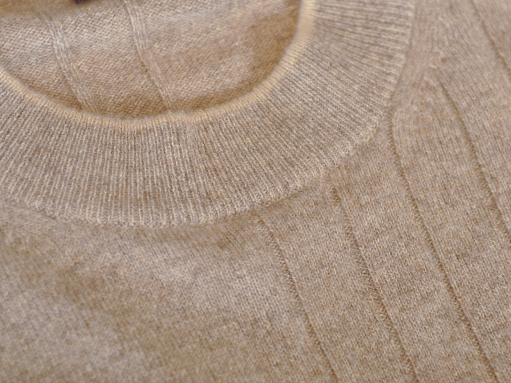 Gobi Brown Jacquard Cashmere Crew Neck Sweater