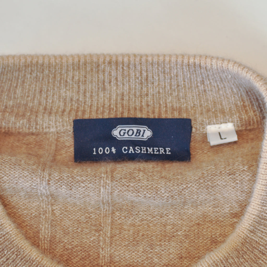 Gobi Brown Jacquard Cashmere Crew Neck Sweater