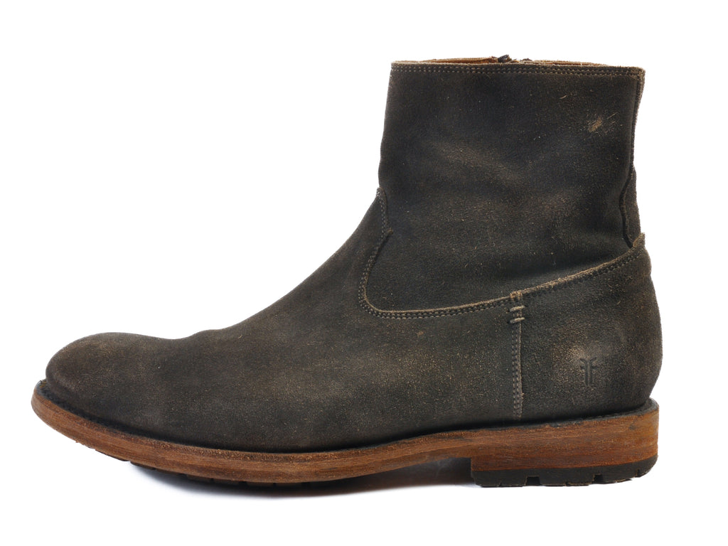 Frye Distressed Brown Suede Side Zip Boots
