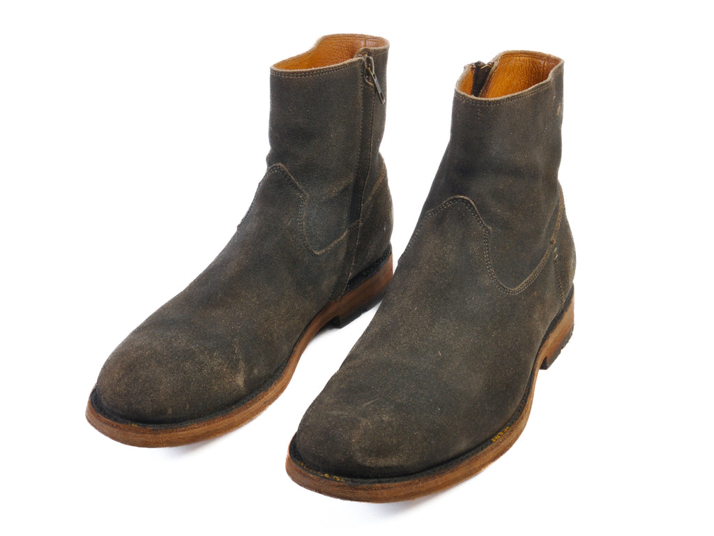Frye Distressed Brown Suede Side Zip Boots