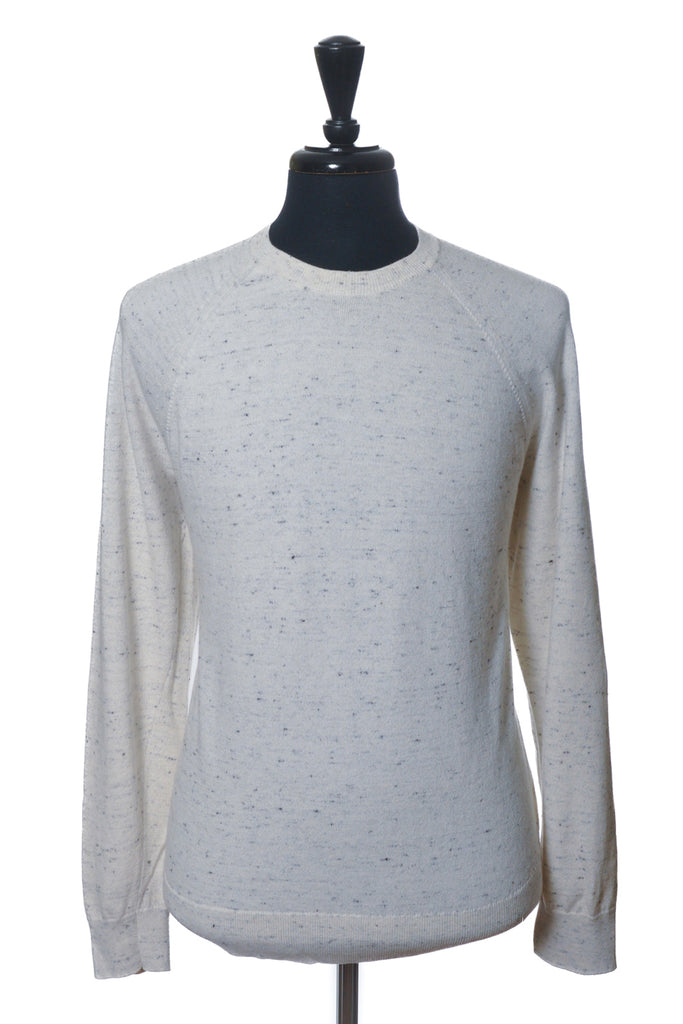 Vince Off White Wool Cotton Crew Neck Sweater
