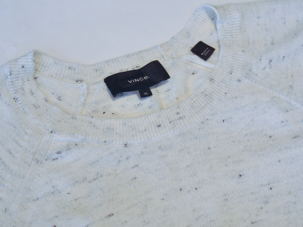 Vince Off White Wool Cotton Crew Neck Sweater