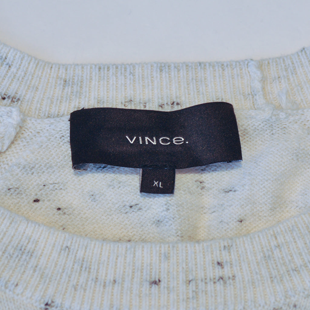 Vince Off White Wool Cotton Crew Neck Sweater