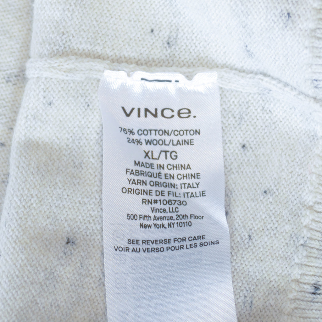 Vince Off White Wool Cotton Crew Neck Sweater