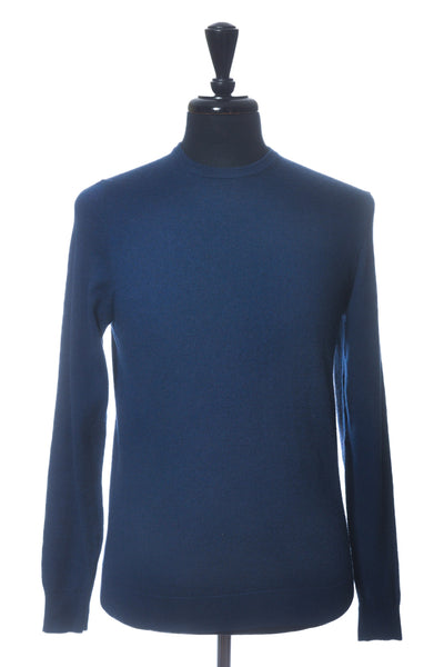 Patrick Assaraf Blue Cashmere Crew Neck Sweater