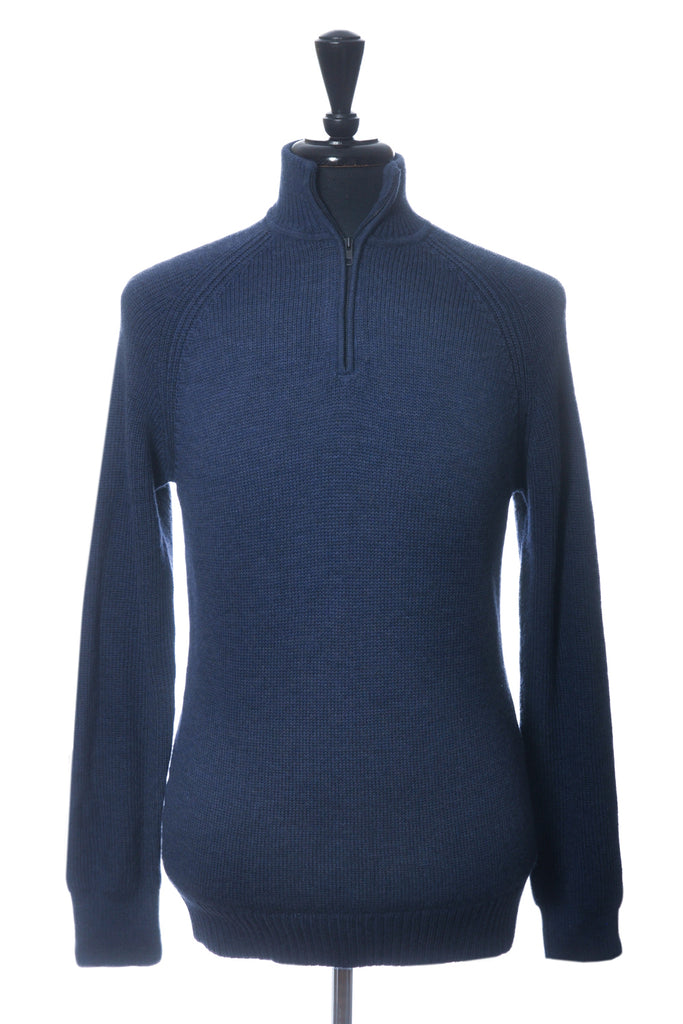 Kit & Ace Blue Merino Wool Quarter Zip Sweater