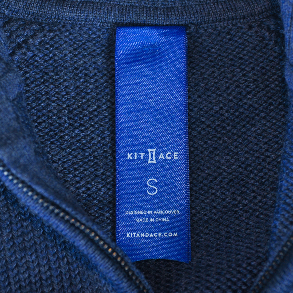 Kit & Ace Blue Merino Wool Quarter Zip Sweater