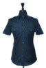 Gucci Navy Blue Fitted Military Short Sleeve Shirt