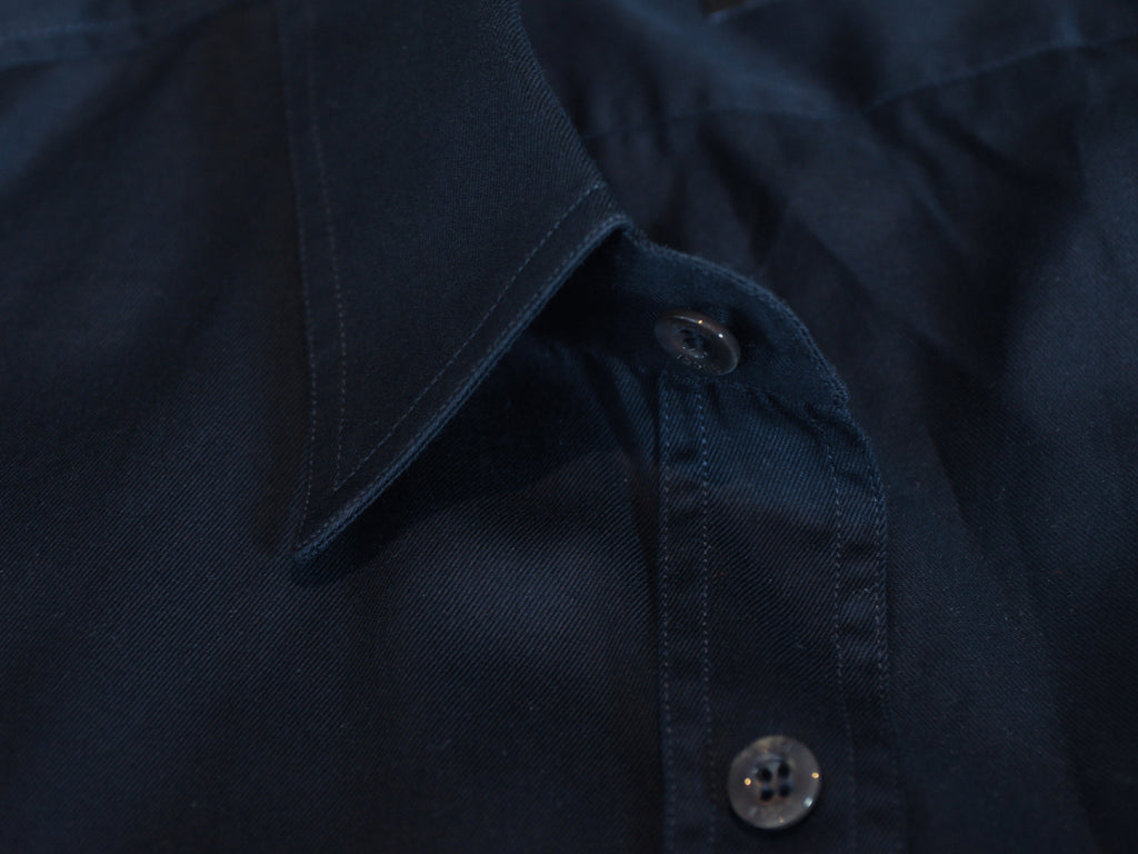 Gucci Navy Blue Fitted Military Short Sleeve Shirt