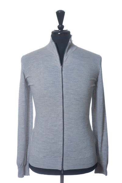 Brunello Cucinelli Grey Lightweight Cashmere Blend Full Zip Sweater
