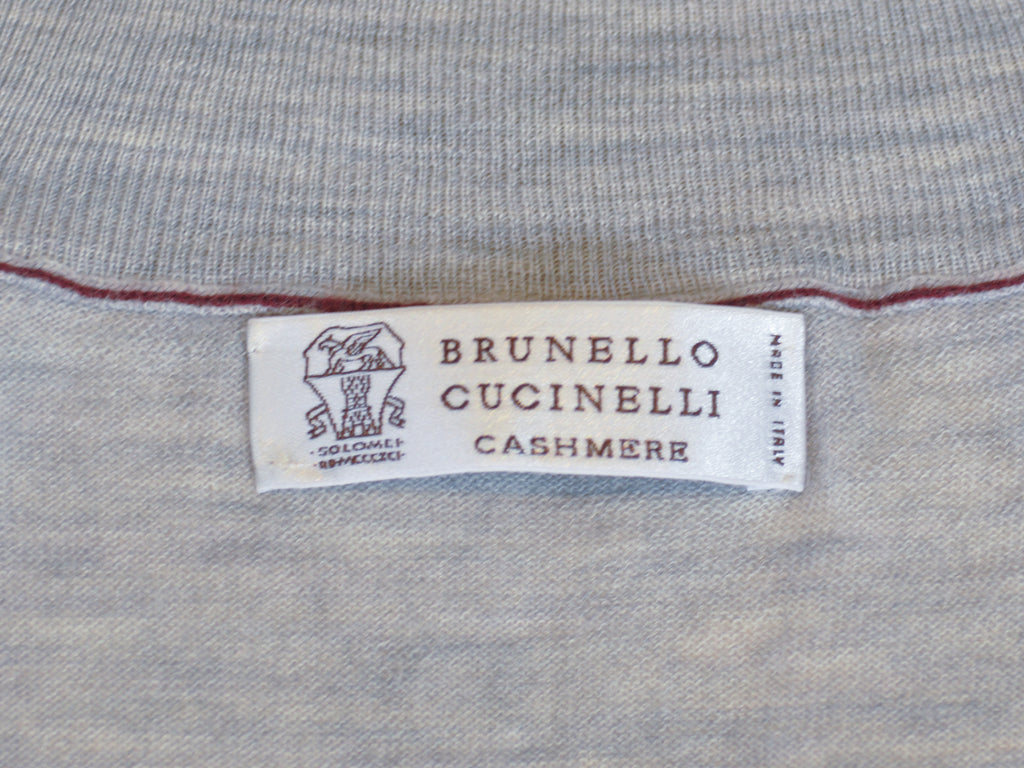 Brunello Cucinelli Grey Lightweight Cashmere Blend Full Zip Sweater