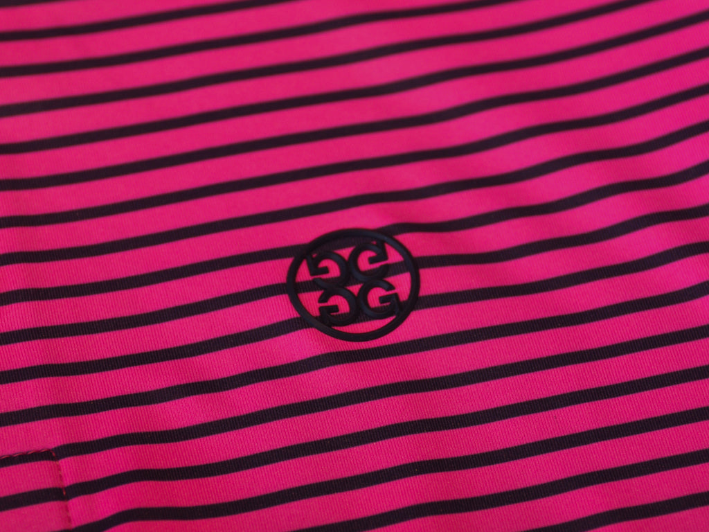 G/Fore Skull and T’s Pink Striped Tech Jersey Polo Shirt