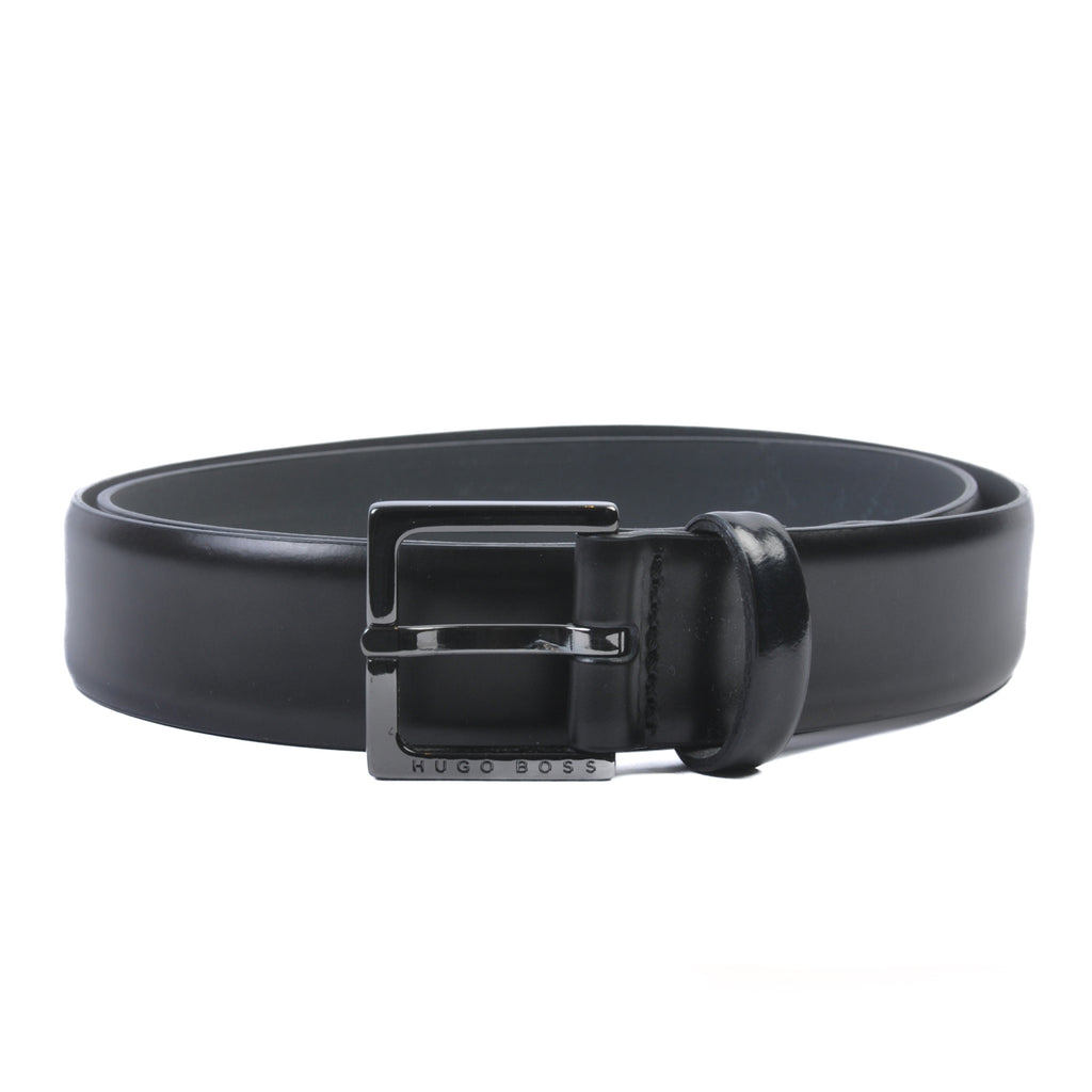 Hugo Boss Black Calfskin Leather Cyngato Skinny Belt