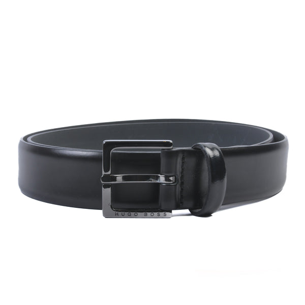 Hugo Boss Black Calfskin Leather Cyngato Skinny Belt