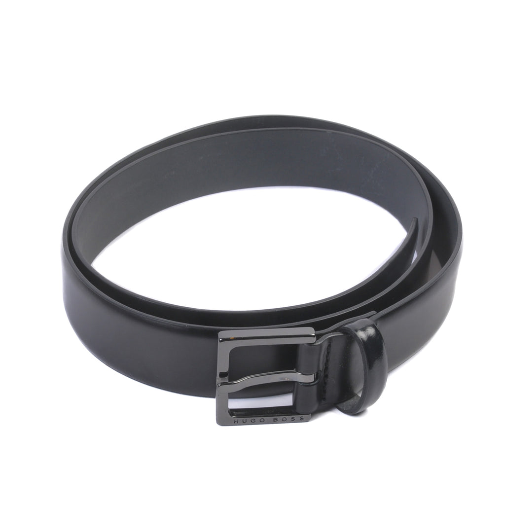 Hugo Boss Black Calfskin Leather Cyngato Skinny Belt